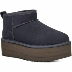 Boots fourrées Laine en Velours de Cuir Classic Mini Platform marine