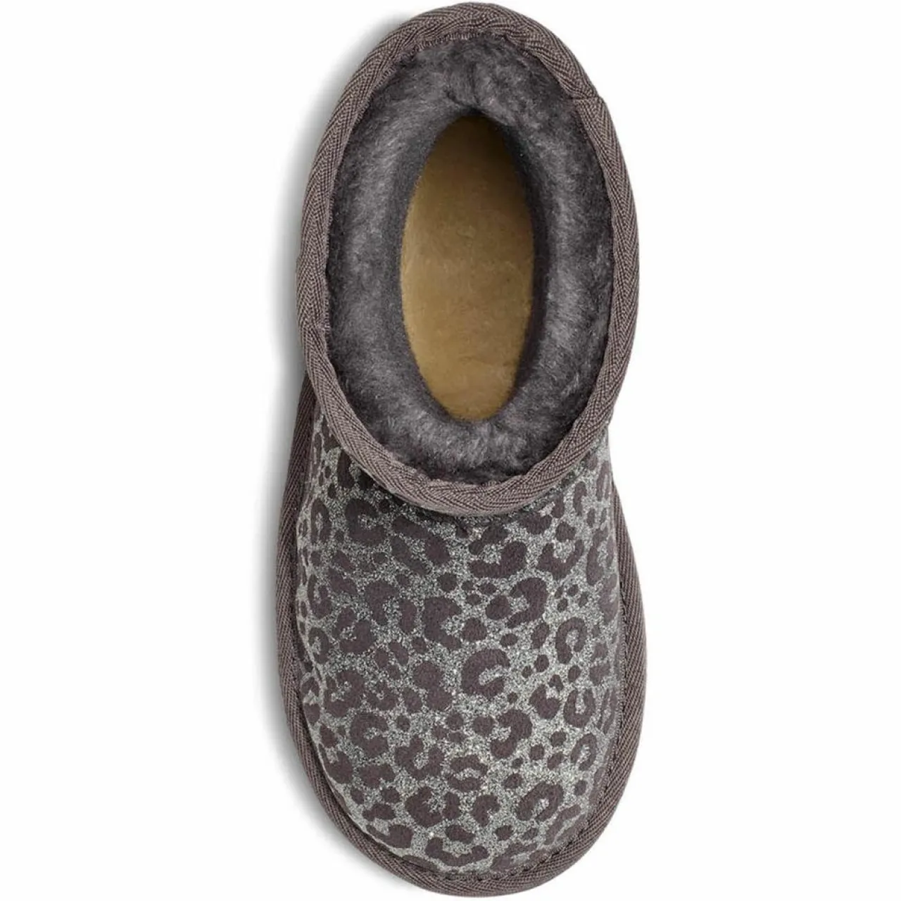 Boots fourrées Laine en Velours de Cuir Classic II Glitter Léopard grises