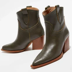 Boots santiags en Cuir Lila kaki - Talon 7,5 cm