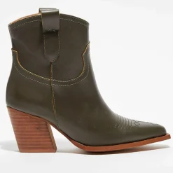 Boots santiags en Cuir Lila kaki - Talon 7,5 cm