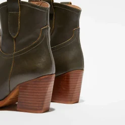 Boots santiags en Cuir Lila kaki - Talon 7,5 cm