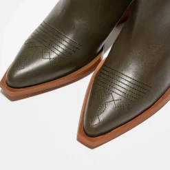 Boots santiags en Cuir Lila kaki - Talon 7,5 cm