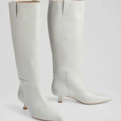 Bottes en Cuir Eden gris clair - Talon 4,5 cm