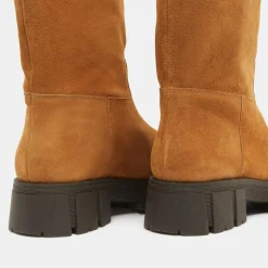 Bottes en Cuir semelle épaisse camel - Talon 4 cm