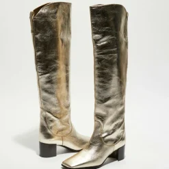 Bottes en Cuir Tessa champagne - Talon 5 cm