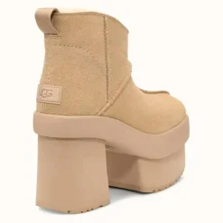 Bottes en Velours de Cuir New Heights Platform Mini beiges - Talon 11,4 cm