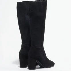 Bottes en Velours de Cuir & Textile Livia noires - Talon 8,5 cm