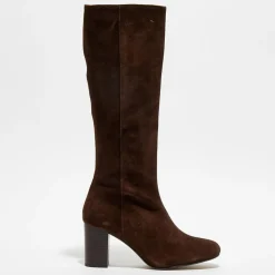 Bottes en Velours de Cuir Lara marron - Talon 8 cm