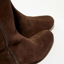 Bottes en Velours de Cuir Lara marron - Talon 8 cm