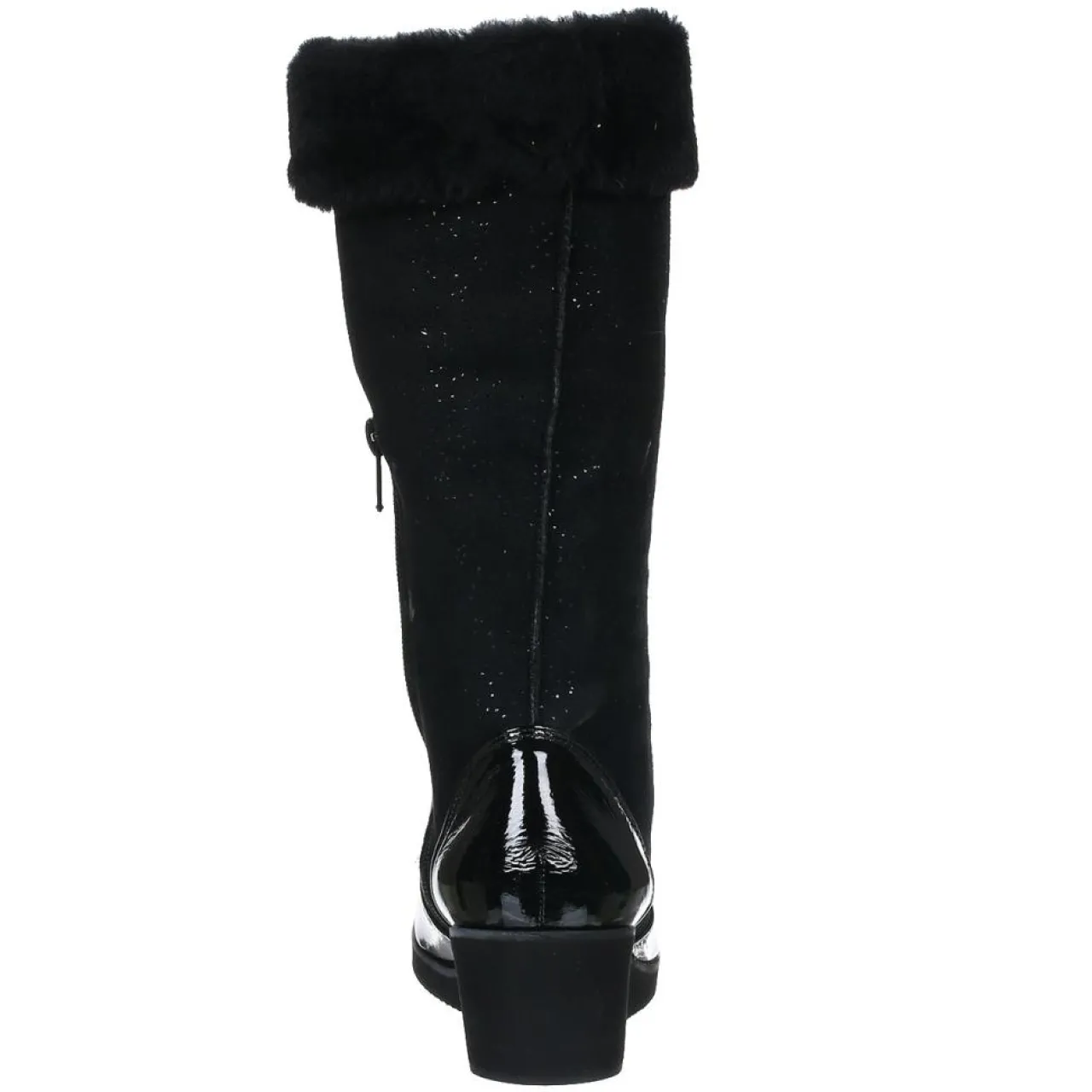 Bottes fourrées en Velours de Cuir Carlin noires - Talon 5 cm