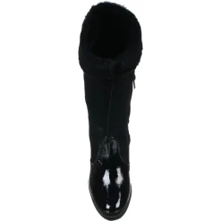 Bottes fourrées en Velours de Cuir Carlin noires - Talon 5 cm