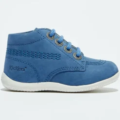 Bottillons Bébé en Velours de cuir bleus