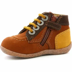 Bottillons en Cuir Bonzip-2 marron/camel tricolore