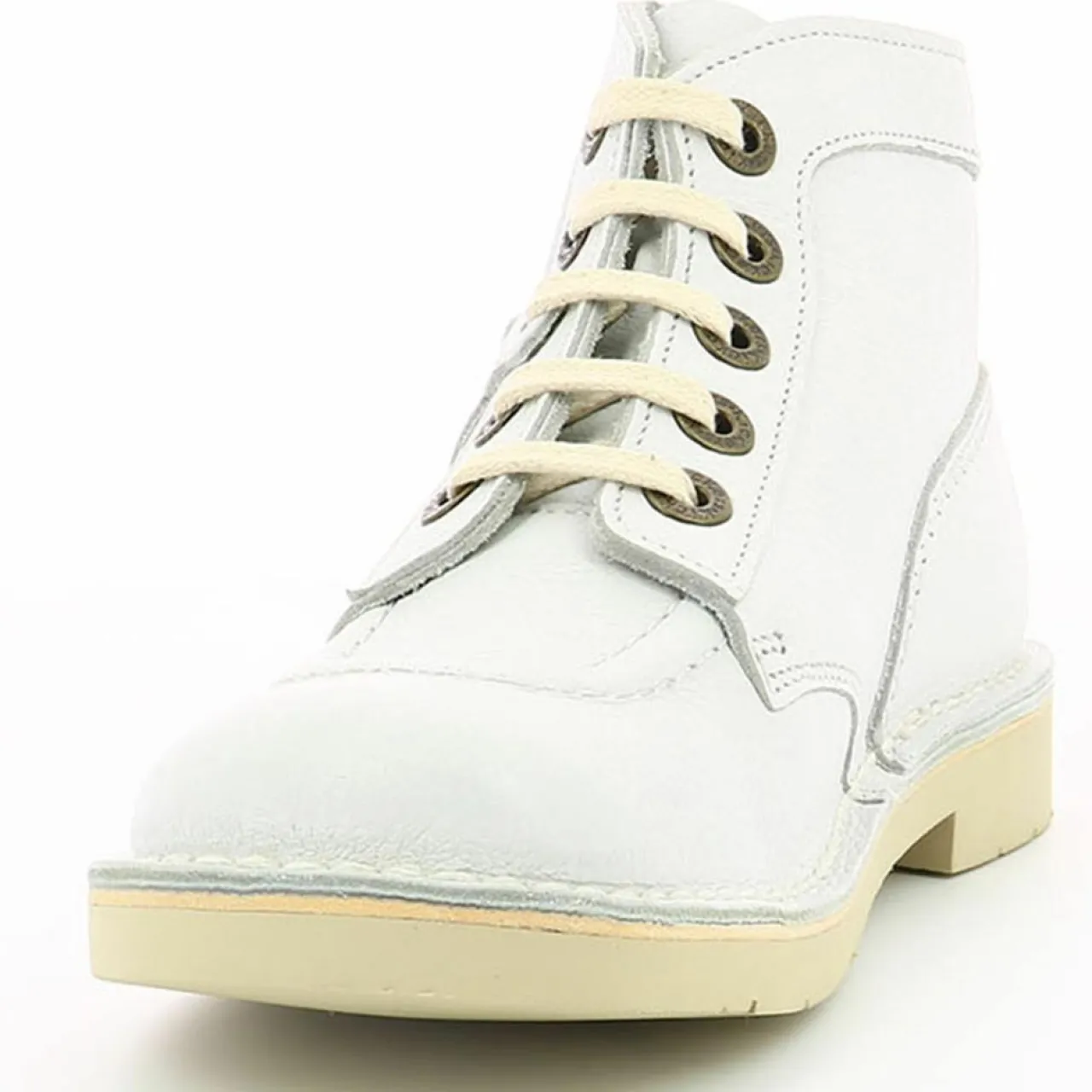 Bottillons en Cuir Kick Col blancs