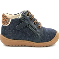 Bottillons en Cuir Pillie marine/léopard