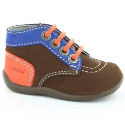 Bottillons en Velours de Cuir Bonbon marron/bleu/orange