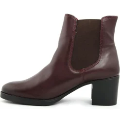 Bottines à talon en Cuir Nelly bordeaux - Talon 6 cm