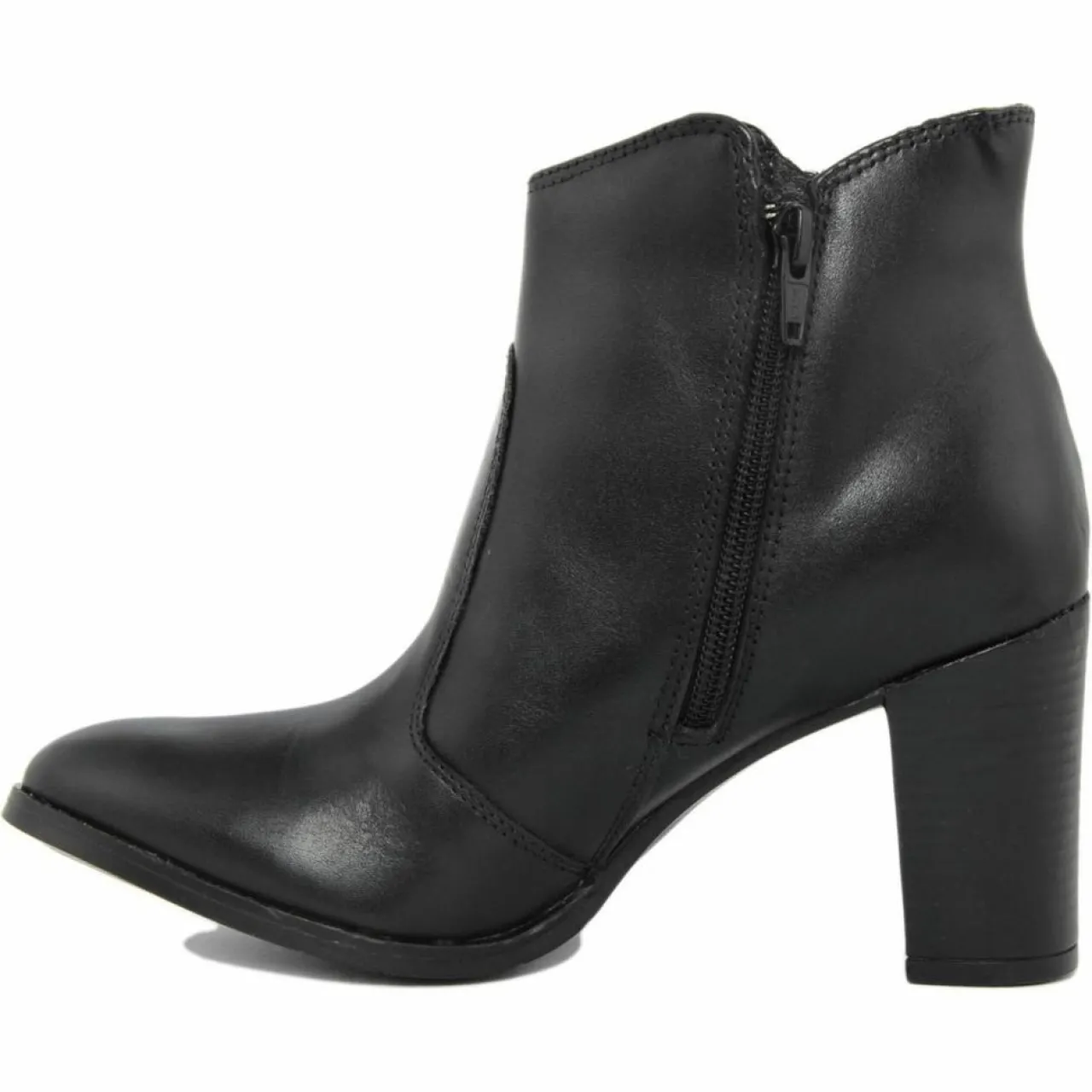 Bottines à talon en Cuir noires - Talon 8 cm