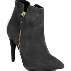 Bottines à talon en Velours de Cuir Cleopatre noires - Talon 10 cm