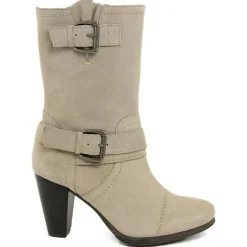 Bottines à talon en Velours de Cuir Carol castor - Talon 8.5 cm