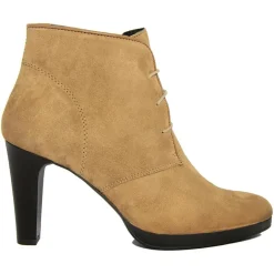 Bottines à talon en Velours de Cuir April camel - Talon 8.5 cm
