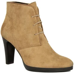 Bottines à talon en Velours de Cuir April camel - Talon 8.5 cm