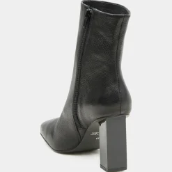 Bottines en Cuir à talon géométrique noires - Talon 8,5 cm