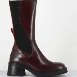 Bottines en Cuir & Textile flavia bordeaux