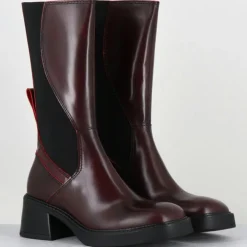 Bottines en Cuir & Textile flavia bordeaux