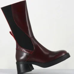 Bottines en Cuir & Textile flavia bordeaux