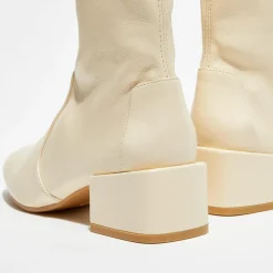 Bottines en Cuir Accordion vanille - Talon 5 cm