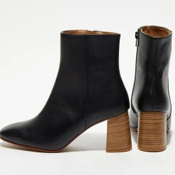 Bottines en Cuir Alba noires - Talon 8,5 cm