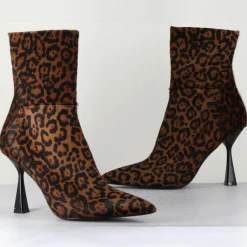 Bottines en Cuir Asia leopard - Talon 9.5 cm