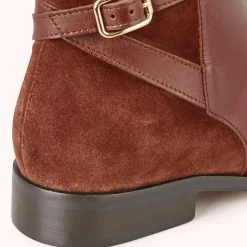Bottines en Cuir bi-matière Varenne marron