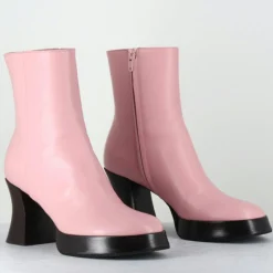 Bottines en Cuir blau roses - Talon : 7.5cm