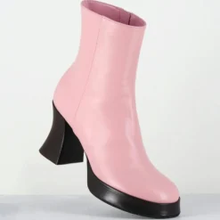 Bottines en Cuir blau roses - Talon : 7.5cm