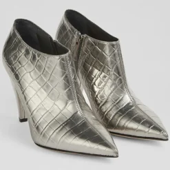 Bottines en Cuir croco Talulla argentées - Talon 9 cm