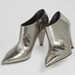 Bottines en Cuir croco Talulla argentées - Talon 9 cm