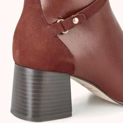 Bottines en Cuir et Velours de Cuir Zolana marron - Talon 5 cm