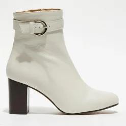 Bottines en Cuir Julia beiges - Talon 7,5 cm