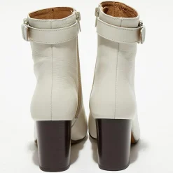 Bottines en Cuir Julia beiges - Talon 7,5 cm