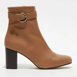 Bottines en Cuir Julia camel - Talon 7,5 cm