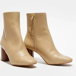 Bottines en Cuir Lena café au lait - Talon 8 cm