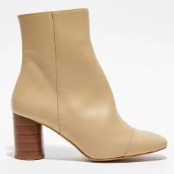 Bottines en Cuir Lena café au lait - Talon 8 cm