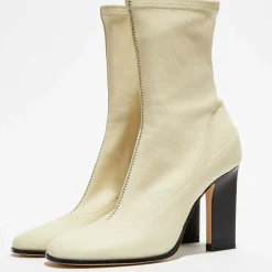 Bottines en Cuir Lesly beiges - Talon 9,5 cm