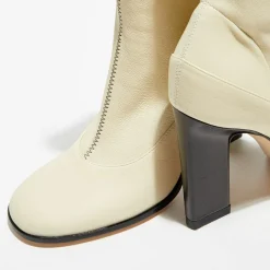 Bottines en Cuir Lesly beiges - Talon 9,5 cm