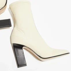 Bottines en Cuir Lesly beiges - Talon 9,5 cm