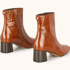 Bottines en Cuir légèrement verni Valonia marron - Talon 5 cm