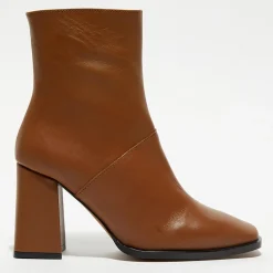 Bottines en Cuir Lorina camel - Talon 8,5 cm