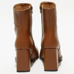 Bottines en Cuir Lorina camel - Talon 8,5 cm